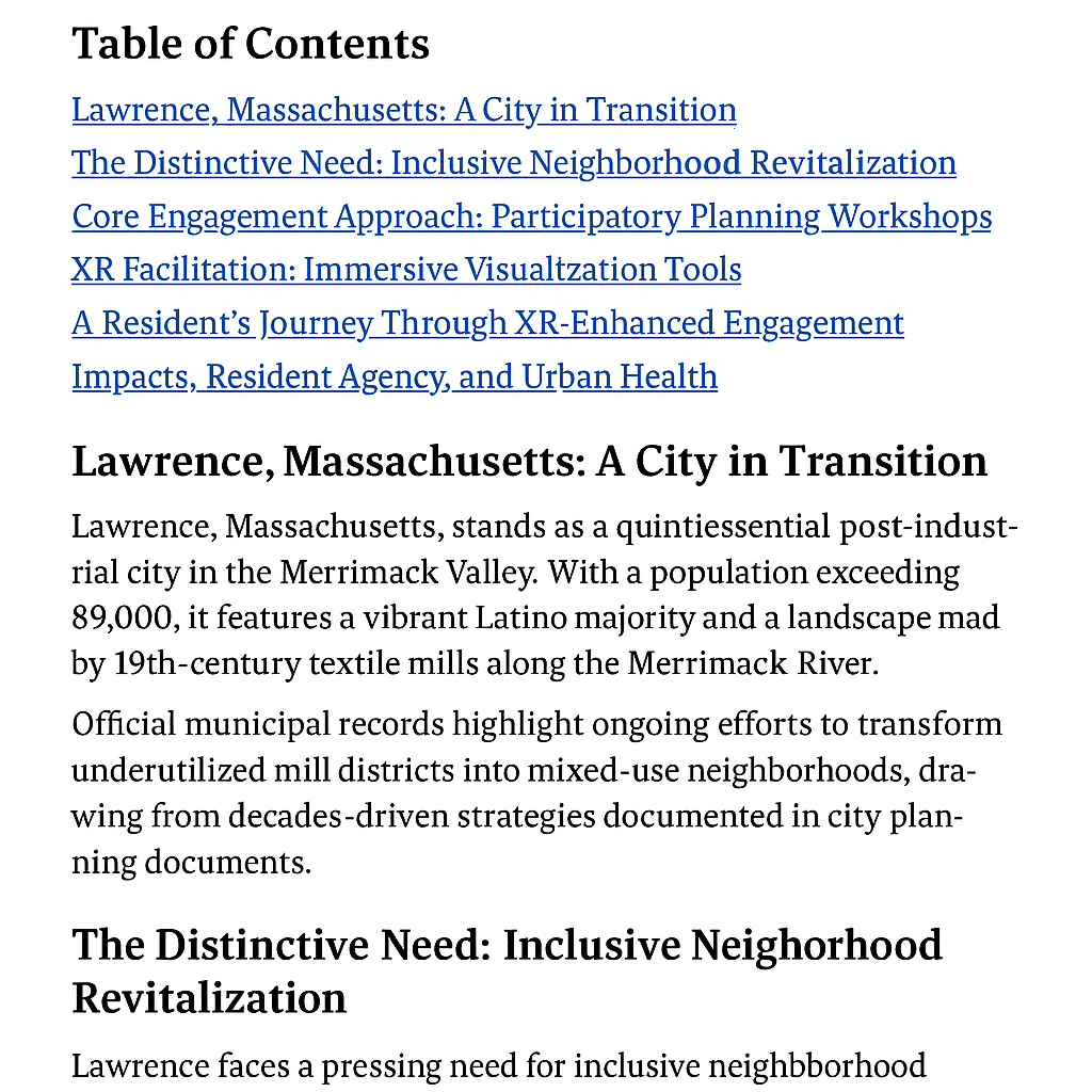 XR Empowers Inclusive Revitalization in Lawrence, MA Through Participatory Workshops